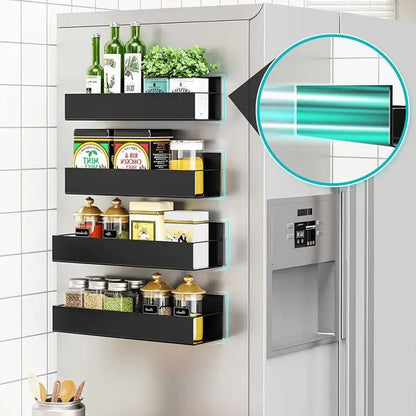 Refrigerator Magnetic Shelf Spice Sundry Side Storage Rack Hanging Basket Space Saving Kitchen Organizer Shelf Household Holder